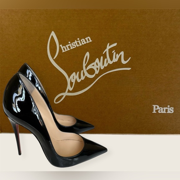 Christian Louboutin So Kate 120 Patent Black Pointed-Toe Red Sole Pump - Picture 2 of 11